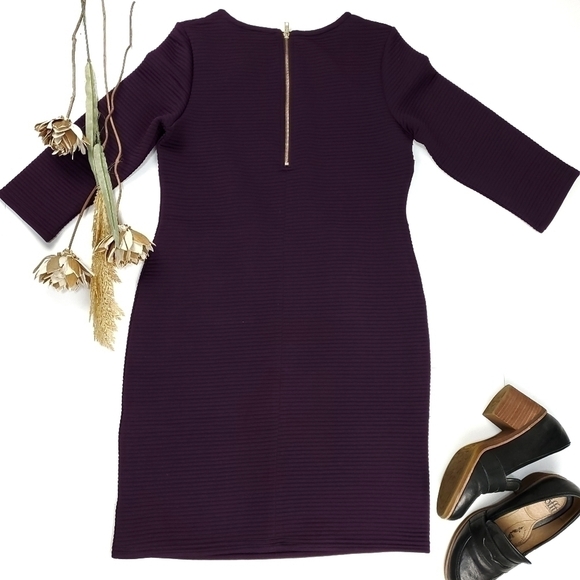 Nina Leonard Purple Ribbed Sheath Dress Med - Picture 5 of 13